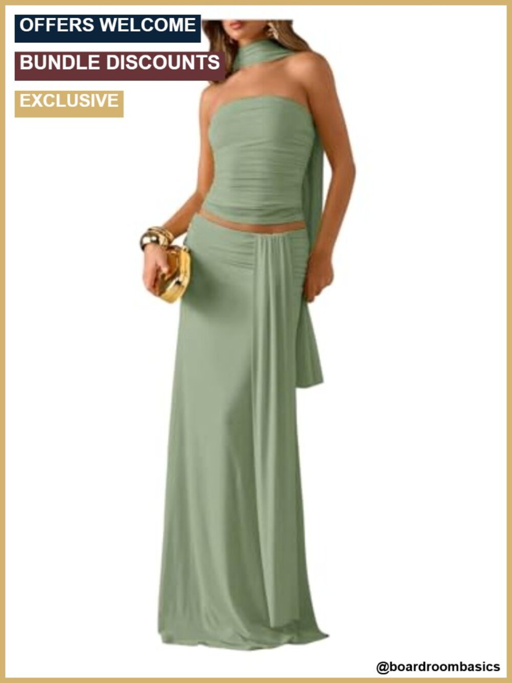 2 Piece Strapless Skirt Set Wedding Guest Formal Outfit